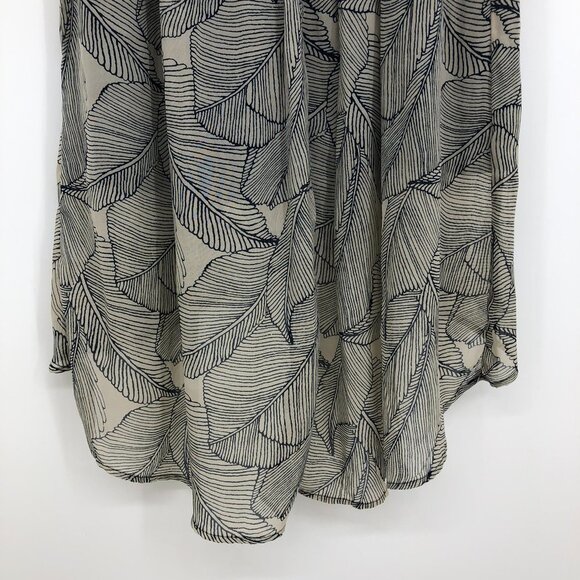 Romy Navy blue + ivory Hi Low Leaf print Midi skirt  size small - Picture 6 of 14
